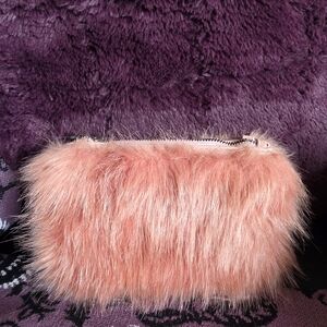 Street Level Coral Faux Fur Clutch